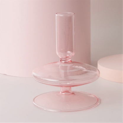 Miravique Pink Glass Taper Candle Holder & Vases