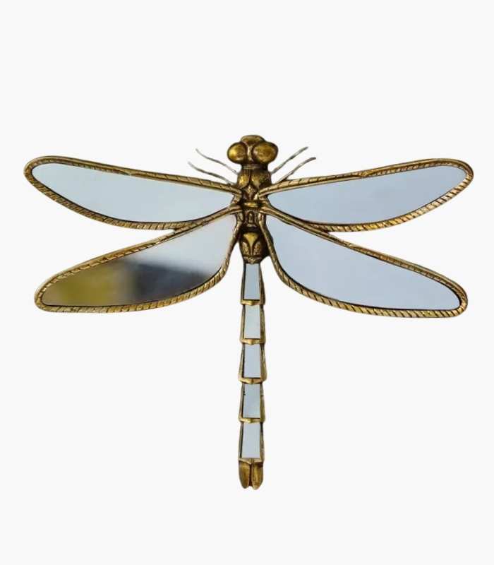 Miravique Retro Gold Frame Wall Mirror Art with Butterfly and Dragonfly Designs