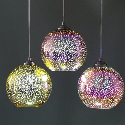 Modern Creative 3D Colorful Fireworks Glass 1-Light Dome Pendant Light lamp