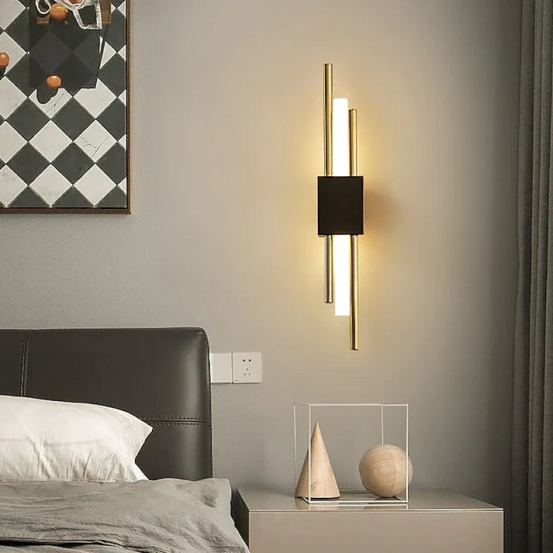 LuminArt - Stylish Black/Gold LED Wall Lamp for Bedroom