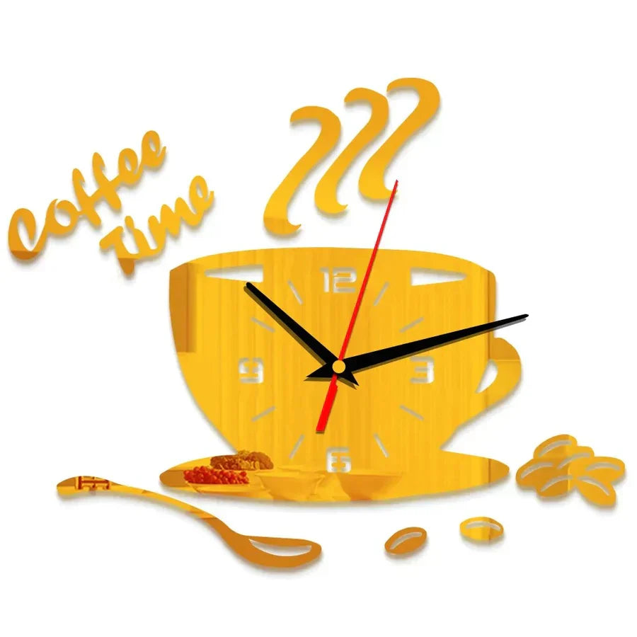 CoffeeTime - Original Coffee Cup Mirror Wall Clock