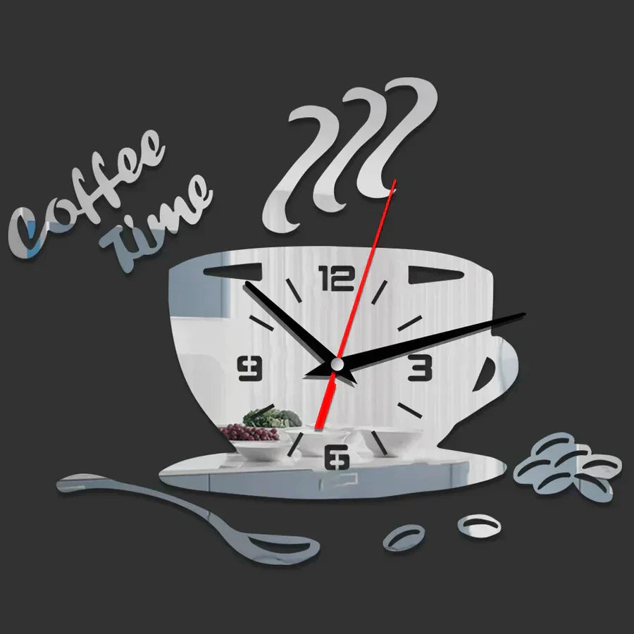 CoffeeTime - Original Coffee Cup Mirror Wall Clock