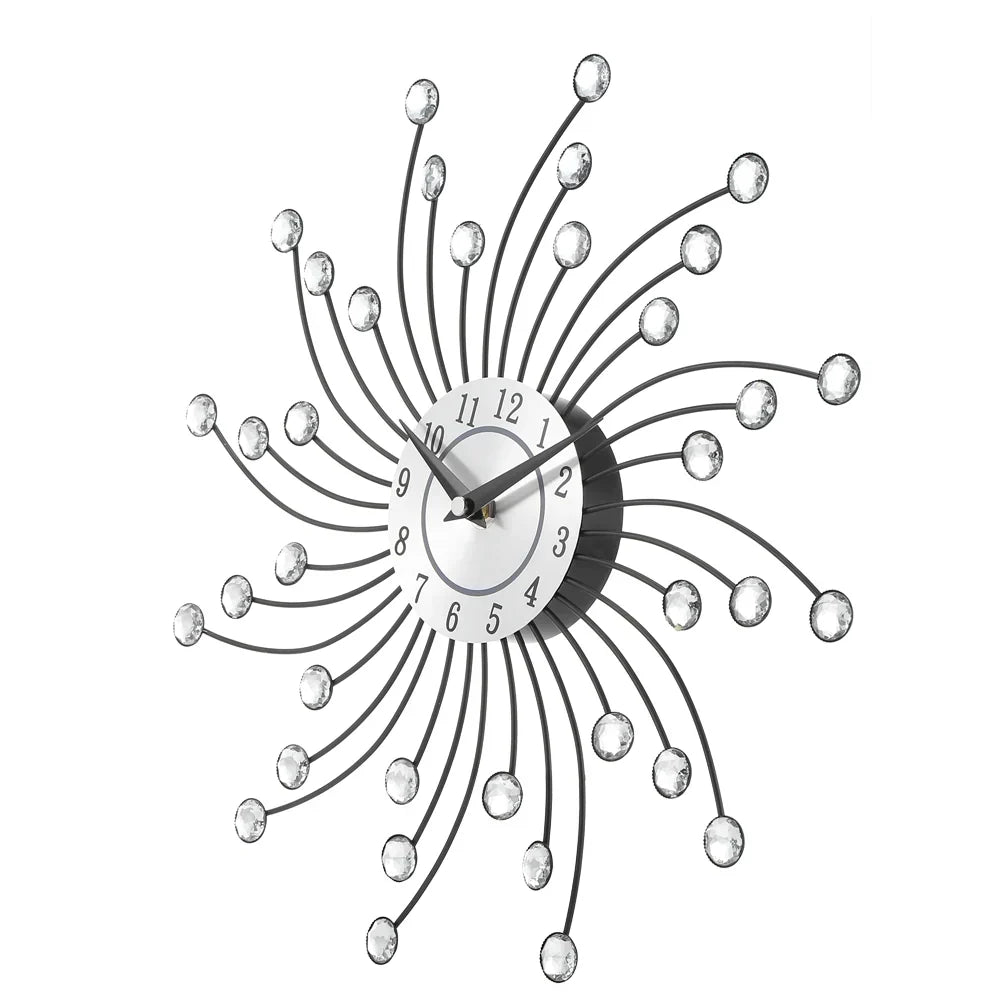 Radiant Wall Clock with Crystal Sunburst