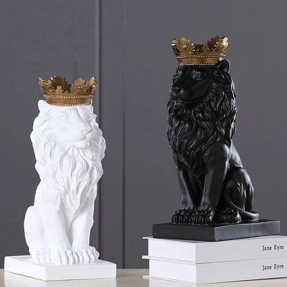 Golden Crowned Lion Sculpture