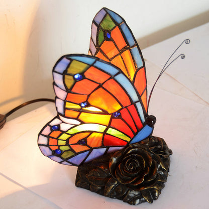 EleganteLicht - Elegant Table Lamp with Butterfly Shade and Rose Base