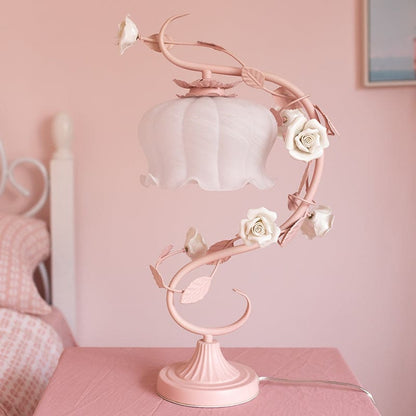 FloraLux - Pastoral Style Table Lamp with Ceramic Rose