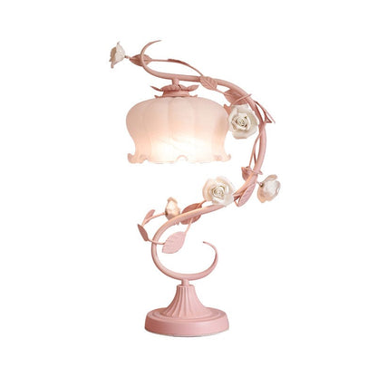 FloraLux - Pastoral Style Table Lamp with Ceramic Rose