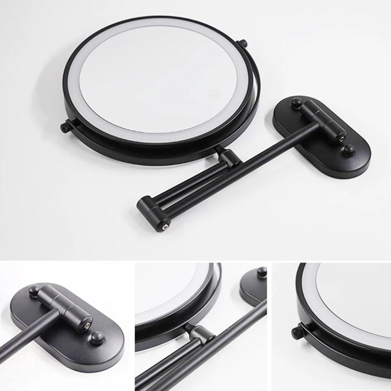 Black Rechargeable LED Magnifying Makeup & Bathroom Vanity Mirror