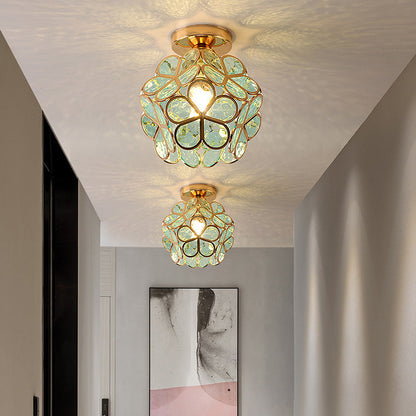 Design Flowers Style Glass Hallway Ceiling Lamp