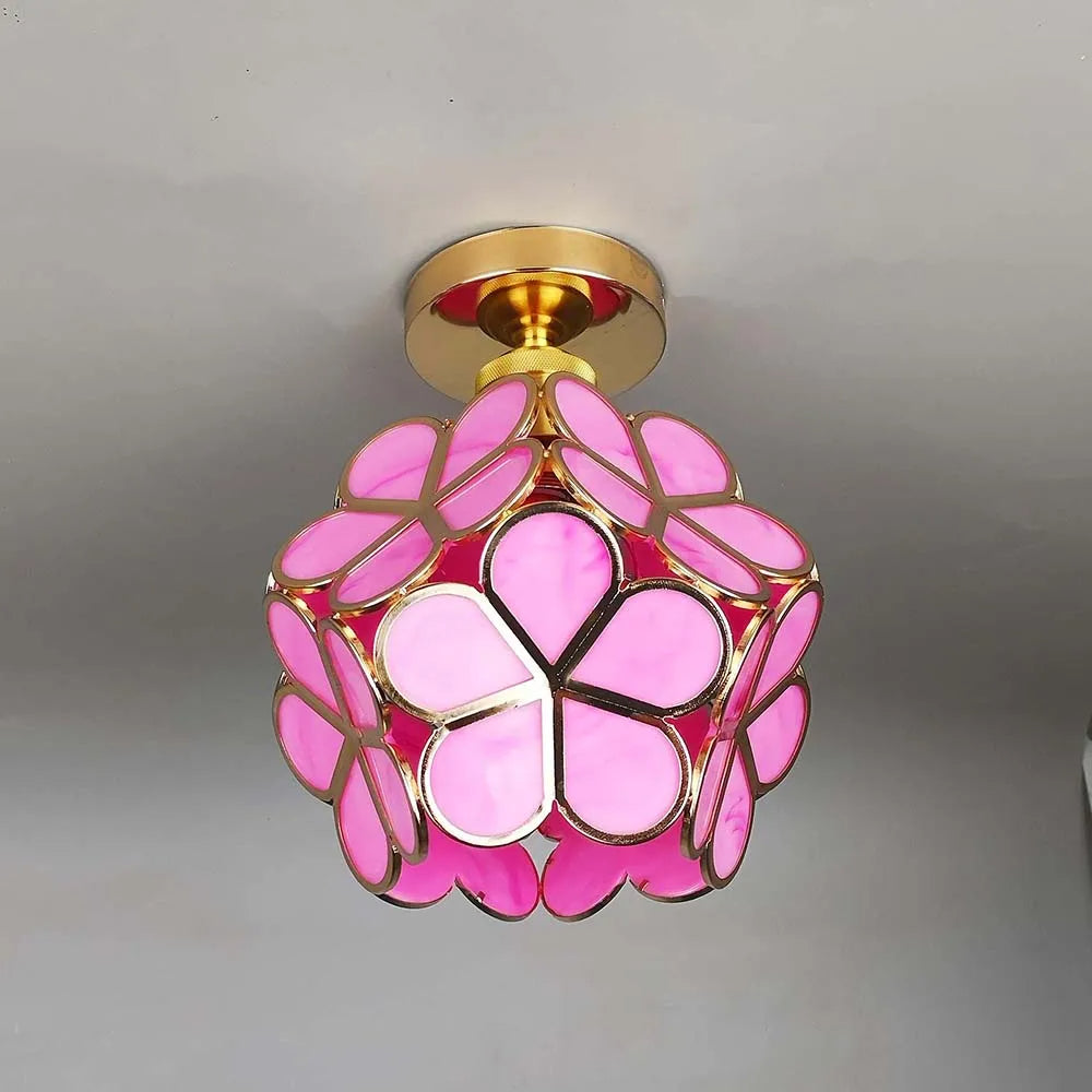 Design Flowers Style Glass Hallway Ceiling Lamp