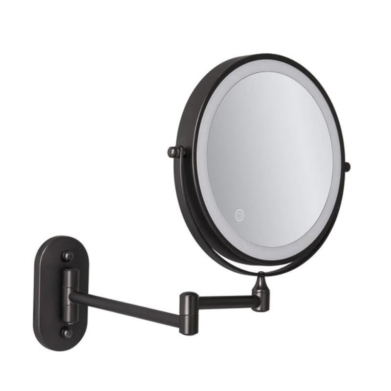 Black rechargeable LED magnifying mirror for make-up and bathroom