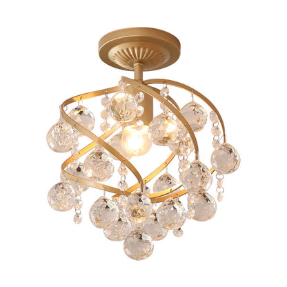 LuxeSpire – Ceiling Lamp with Crystal Ball and Brass