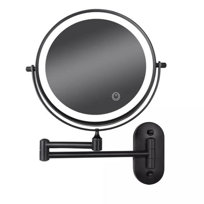 Black Rechargeable LED Magnifying Makeup & Bathroom Vanity Mirror