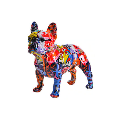 Graffiti Painted French Bulldog Dog Art Sculpture