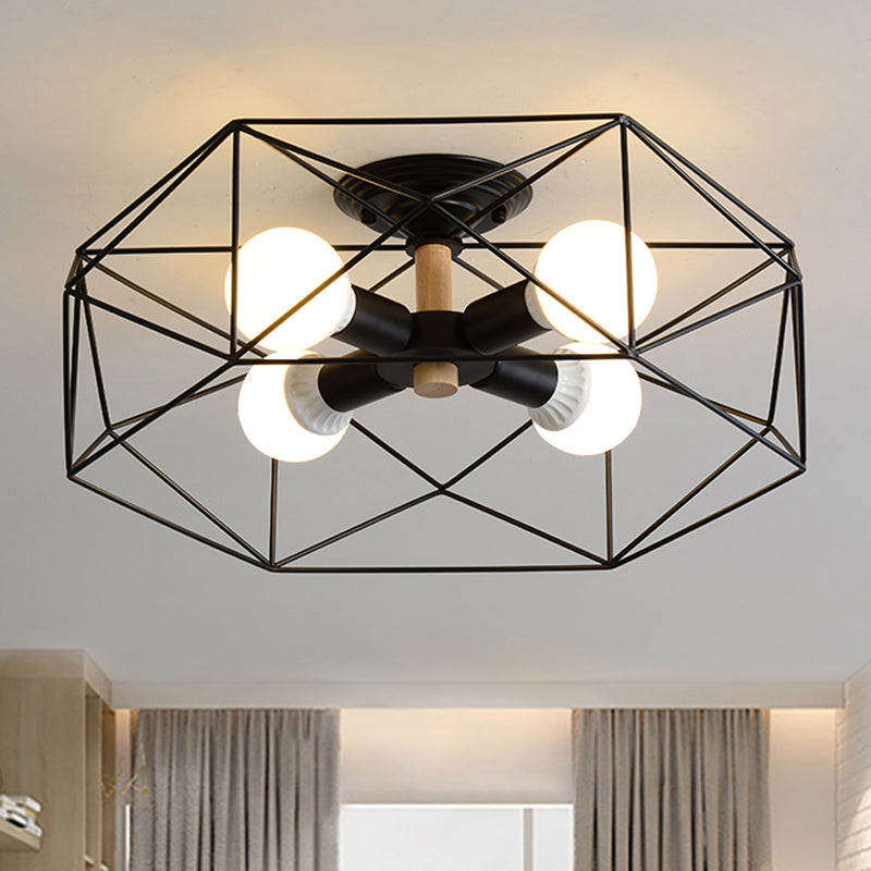 IndustrialGlow – Semi-recessed ceiling lamp with geometric design