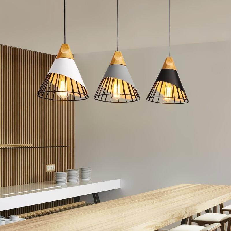 Nordic Industrial Wood Pendant Lights