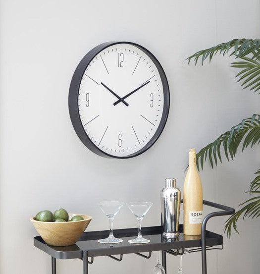 GloGlas - Traditional Black Glass Wall Clock