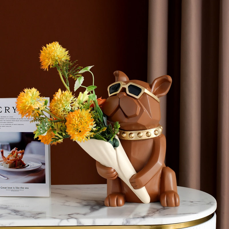 Cool Bulldog Statue Vase