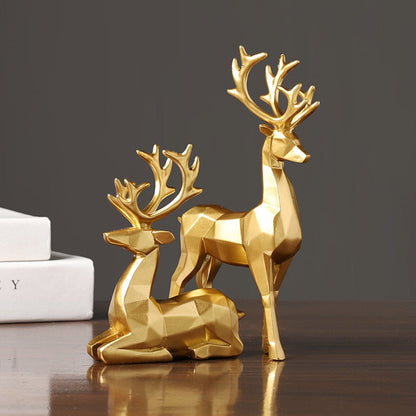 Geometric Reindeer Sculptures