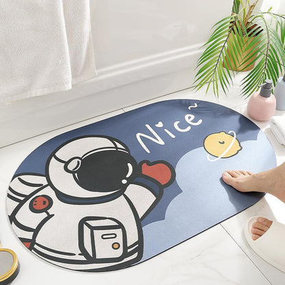 Cartoon Anti-Slip Bathroom Mat, Washable Quick Drying Anti-Bacterial Door Mat