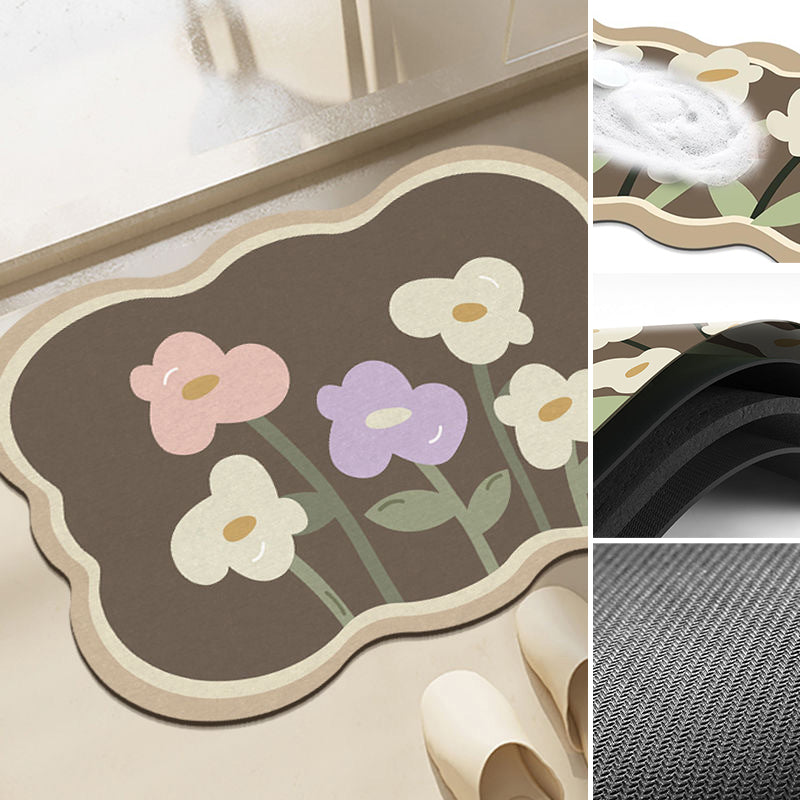 Super Absorbent Flower Non-Slip Mat for Bathroom