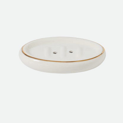 Jenna Ceramic & Gold Trim Soap Holder Tray