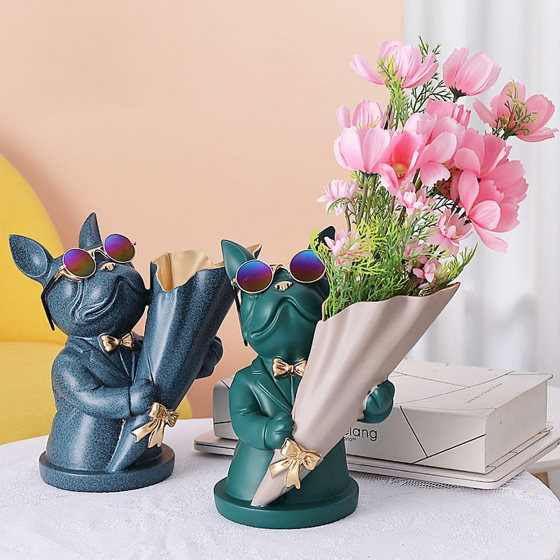 Cool Frenchie Statue Vase