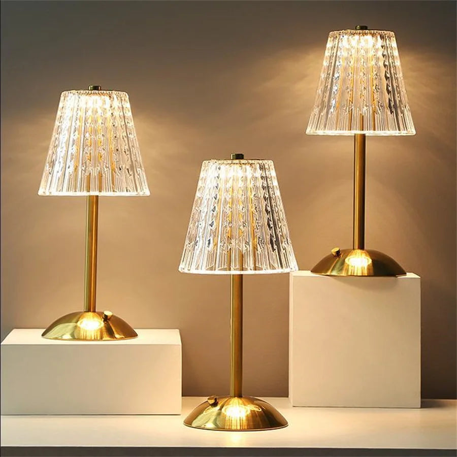 Vintage Golden Crystal Table Lamp