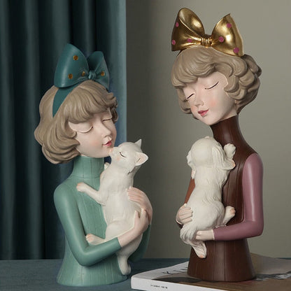 Pet Lover Girl Sculpture