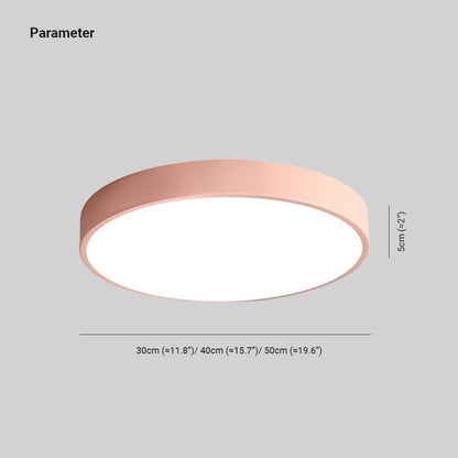 Morandi Modern Round LED Ceiling Lamp Pink Gray Metal Living Room