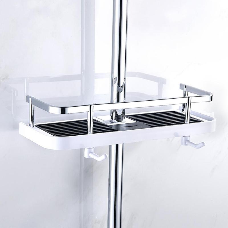 No Drilling Bathroom Pole Shower Storage Rack Holder