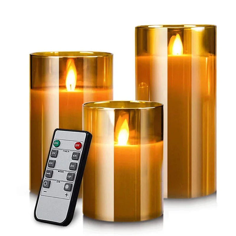 Flameless LED Candle Set with Remote Control | Realistic Flickering Light | Perfect for Home Decor, Weddings, Events