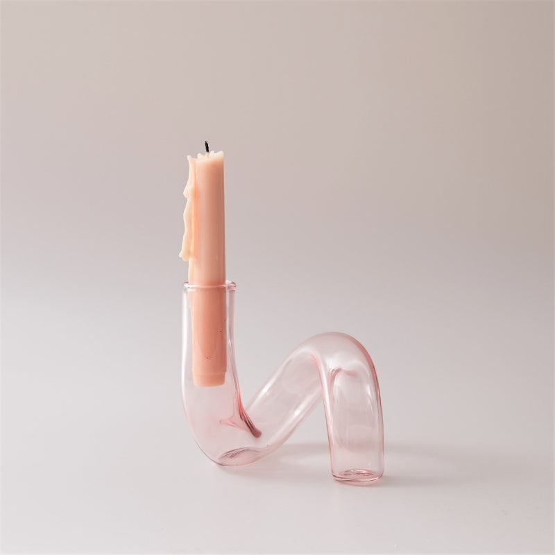 Miravique Pink Glass Taper Candle Holder & Vases