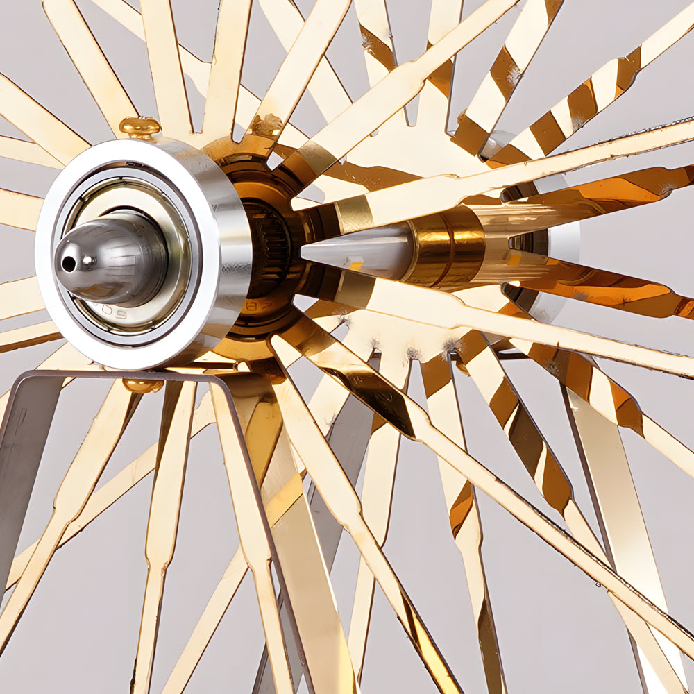 LumiFerris - Gold Iron Table Lamp with Ferris Wheel, Integrated LED and Touch Switch