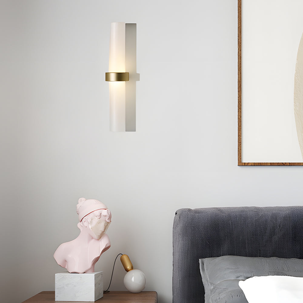 GlowLight - Modern Wall Lamp Made of Frosted Glass Tube in Warm White for the Living Room