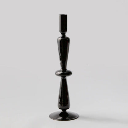 Miravique Black Glass Taper Candle Holder & Vases