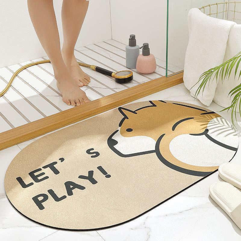 Cartoon Anti-Slip Bathroom Mat, Washable Quick Drying Anti-Bacterial Door Mat