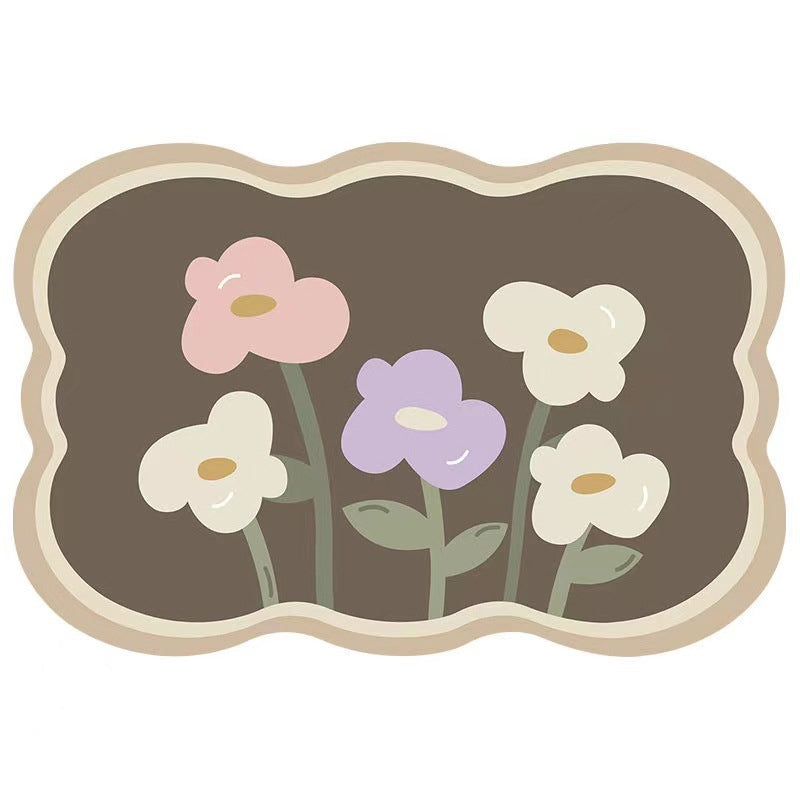 Super Absorbent Flower Non-Slip Mat for Bathroom