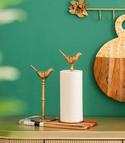 Elegant Solid Brass Paper Towel Holder – Charming Bird Design