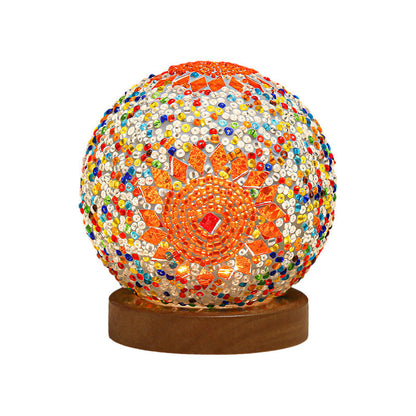 GloedNest - Dimmable Boho Baroque LED Spherical Glass Table Lamp with Mosaic Lighting 3.9"