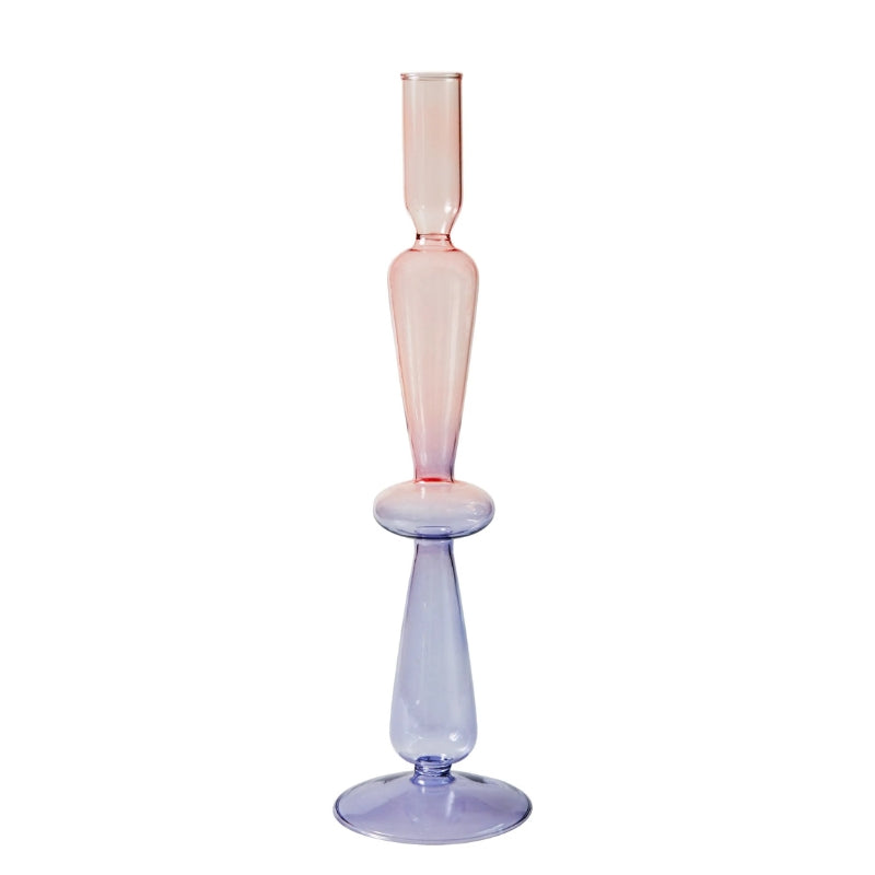 Lilac Purple Glass Taper Candle Holder & Vases