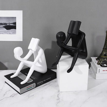 Abstract Satire Book Reading Figurine