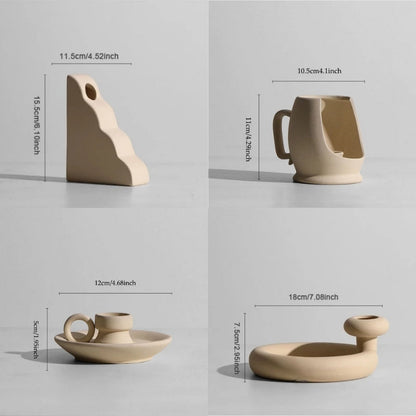 Modern Minimalist Ceramic Vases and Candle Holders