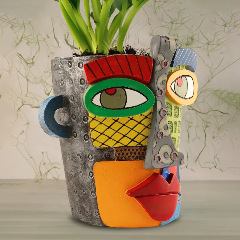 Abstract Face Pot