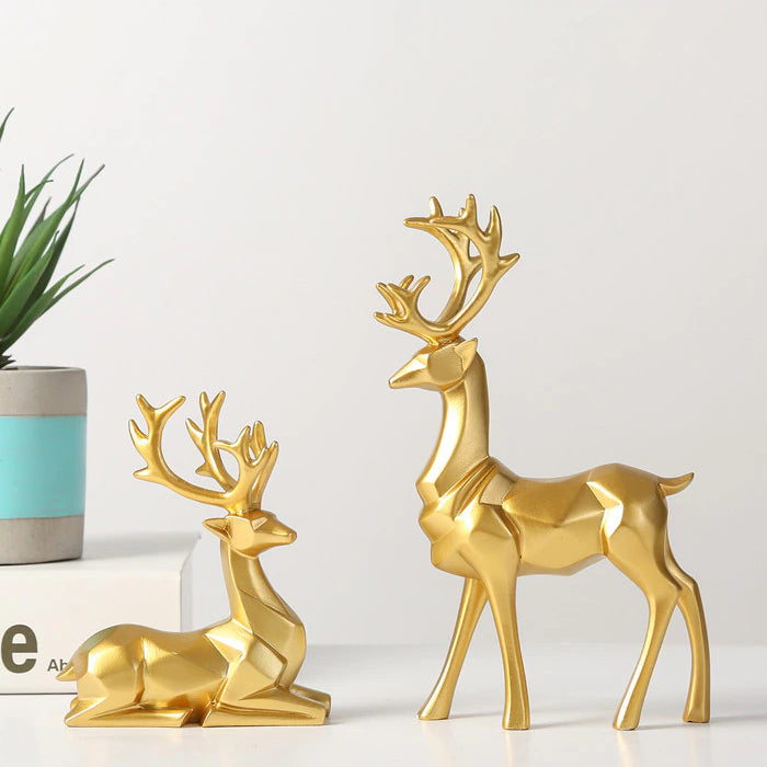 Geometric Reindeer Sculptures