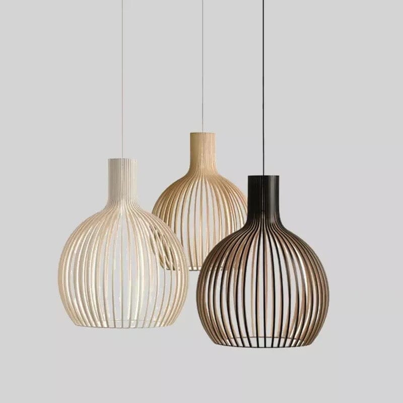 Nordic Wooden Cage Pendant Light Chandelier