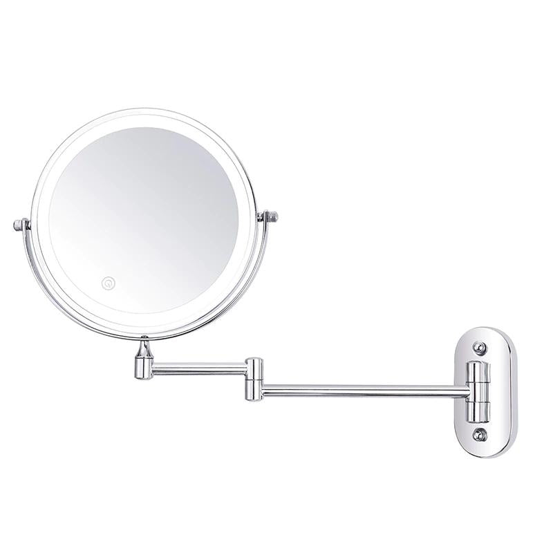 Chrome Silver Rechargeable LED Magnifying Makeup & Bathroom Vanity Mirror