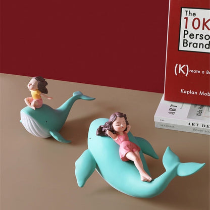 Girl on Whale Figurine