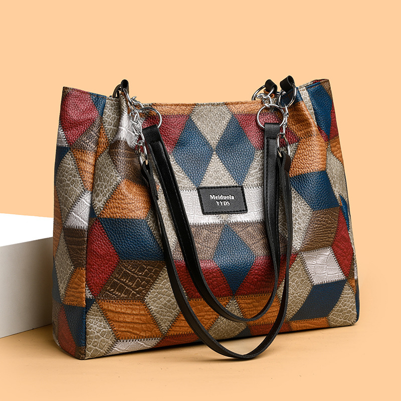 Retro Geometric Pattern Tote Bag