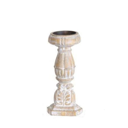 Miravique Country Wood Pillar Candle Holders